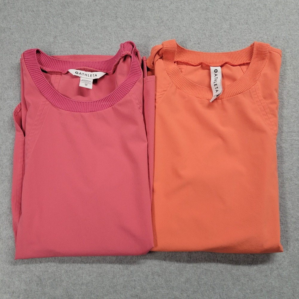 Athleta Zephyr Tank Top 2 Pack Pink Orange Womens XS High Low Hem Bundle